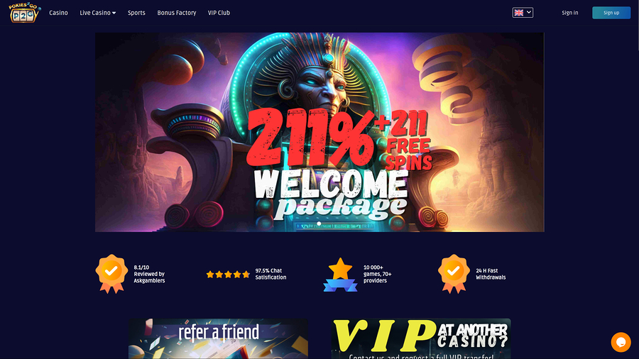 Pokies2Go Casino Desktop Homepage