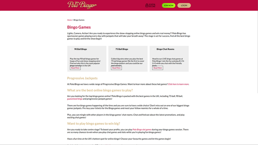 Polo Bingo Casino Desktop Bingo