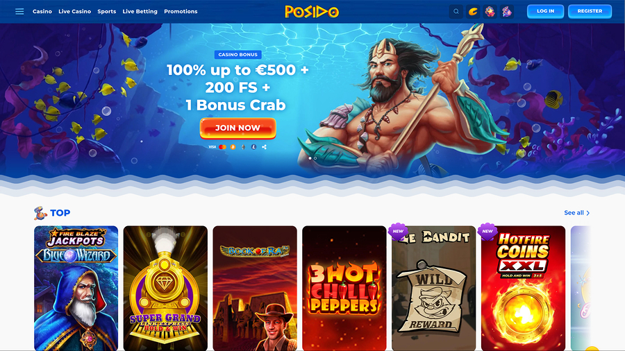 Posido Casino Desktop Homepage