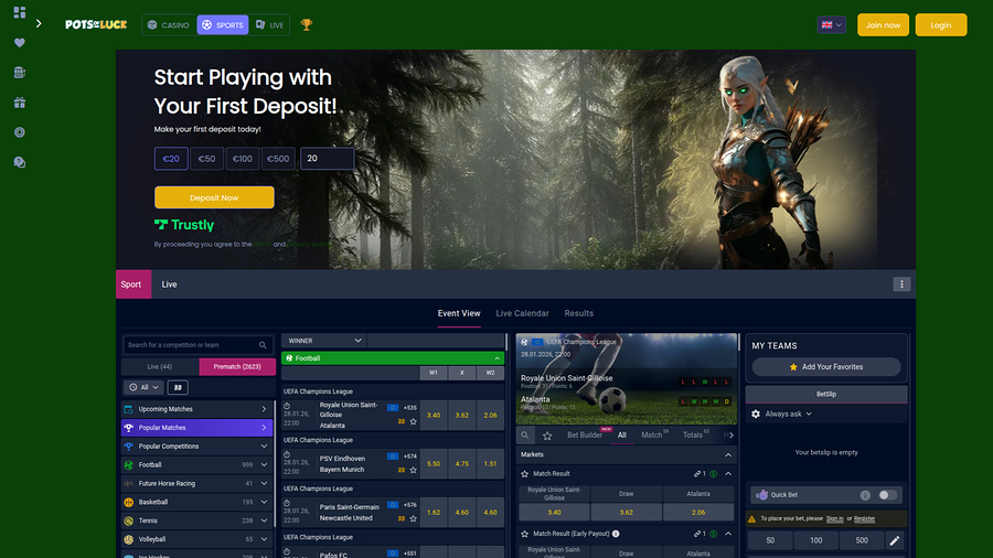 Pots of Luck Casino Desktop Sports