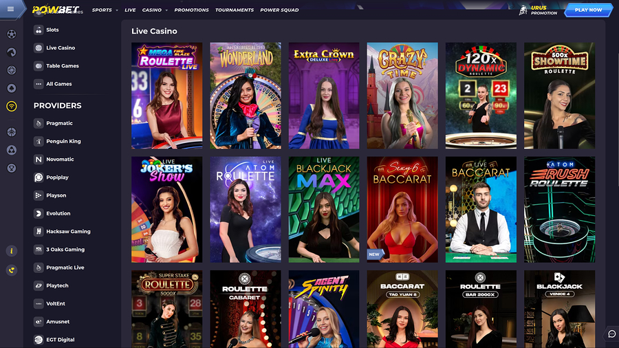 Powbet Casino Desktop Live Dealer