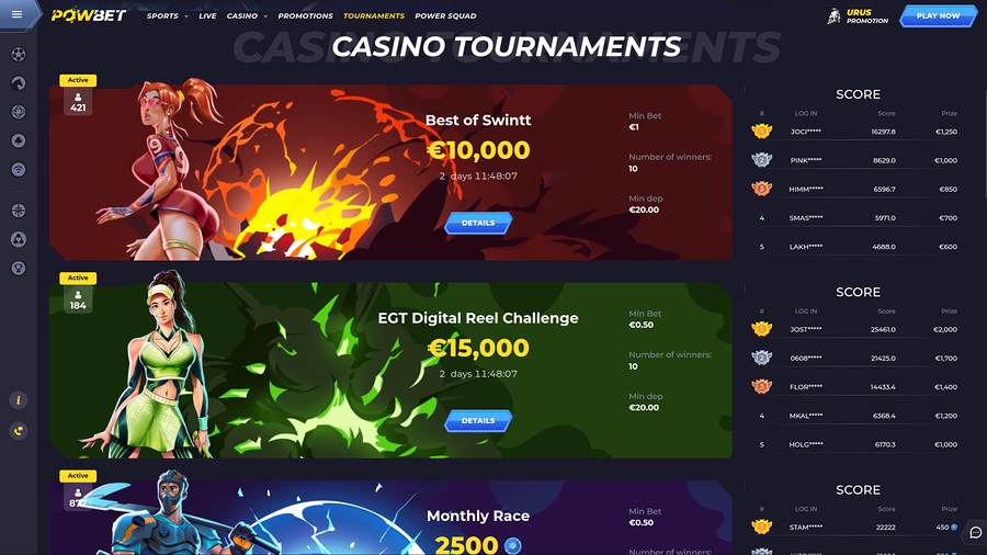 Powbet Casino Desktop Tournaments
