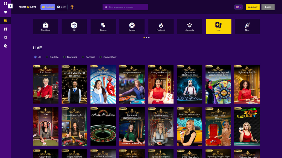 Power Slots Casino Desktop Live Dealer
