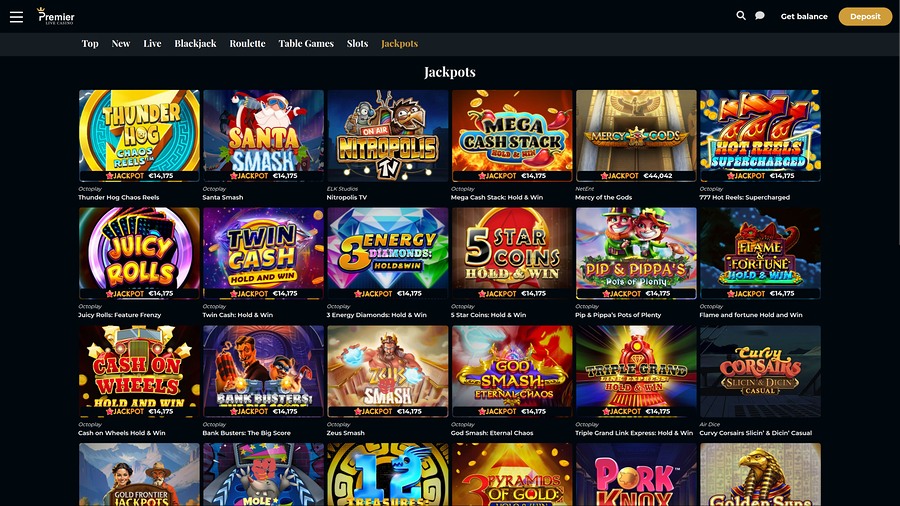 Premier Live Casino-jackpott för datorer