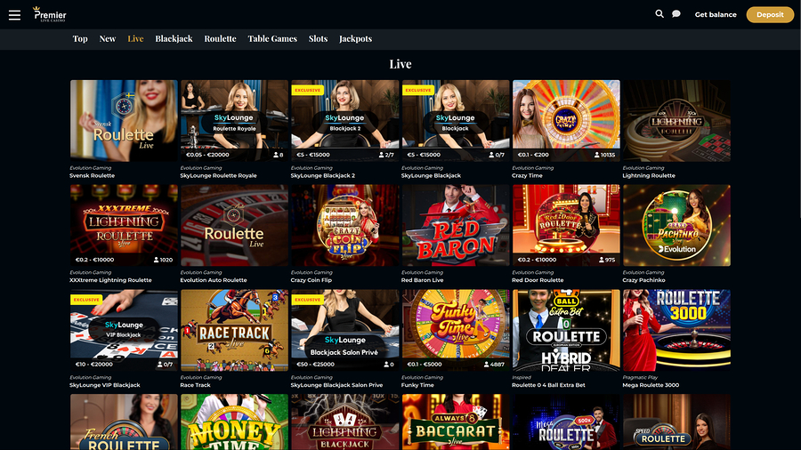 Premier Live Casino Desktop Live Dealer