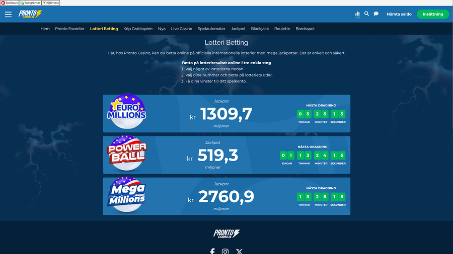 Pronto Casino Desktop Lottery