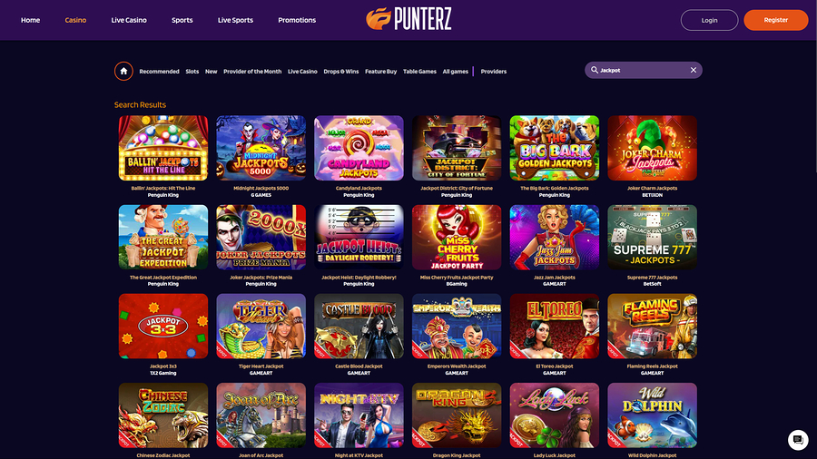 Jackpot de escritorio del casino Punterz