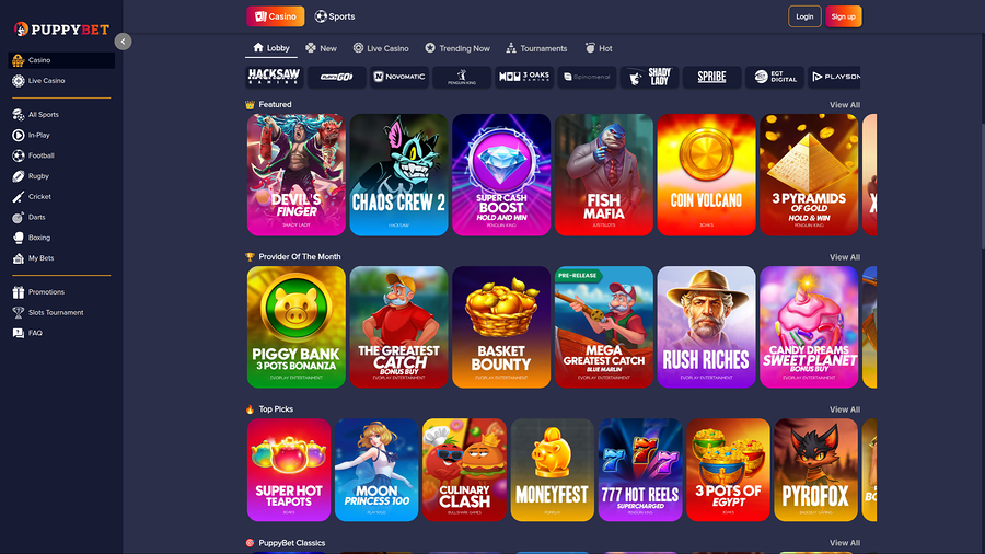 PuppyBet Casino Desktop Games