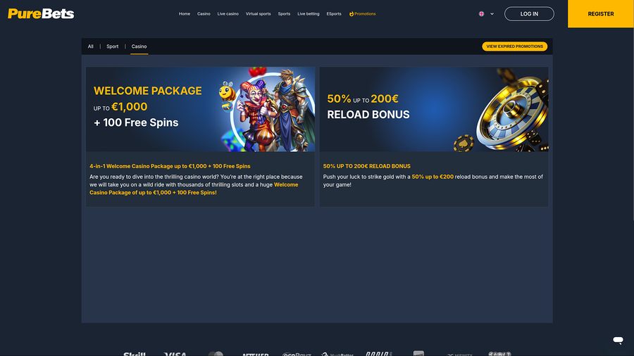 Promociones de escritorio de PureBets Casino