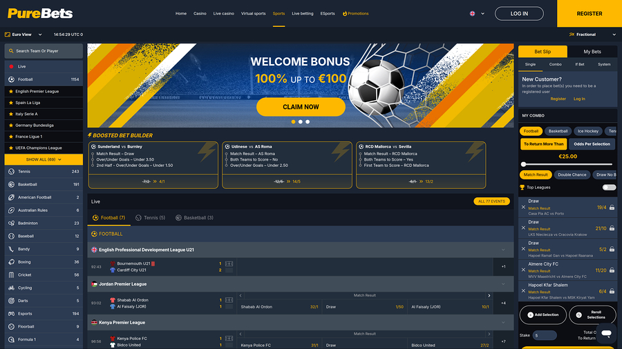 Apuestas deportivas de escritorio en PureBets Casino