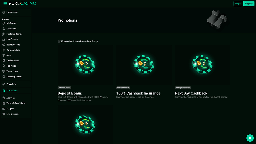 PureCasino Desktop Promotions