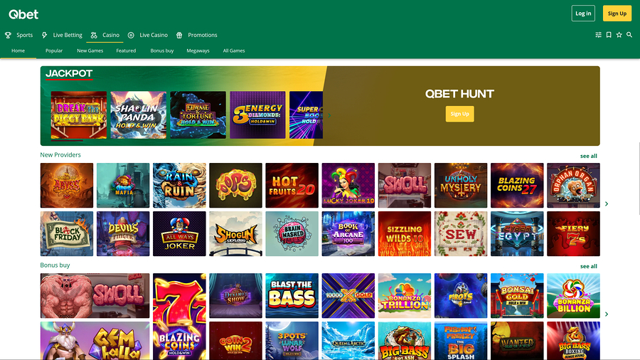 QBet Casino Desktop Jackpot
