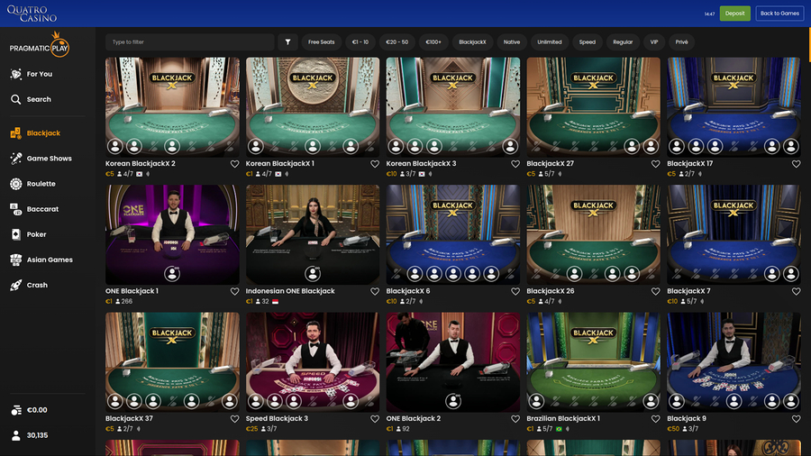 Quatro Casino Desktop Live Dealer