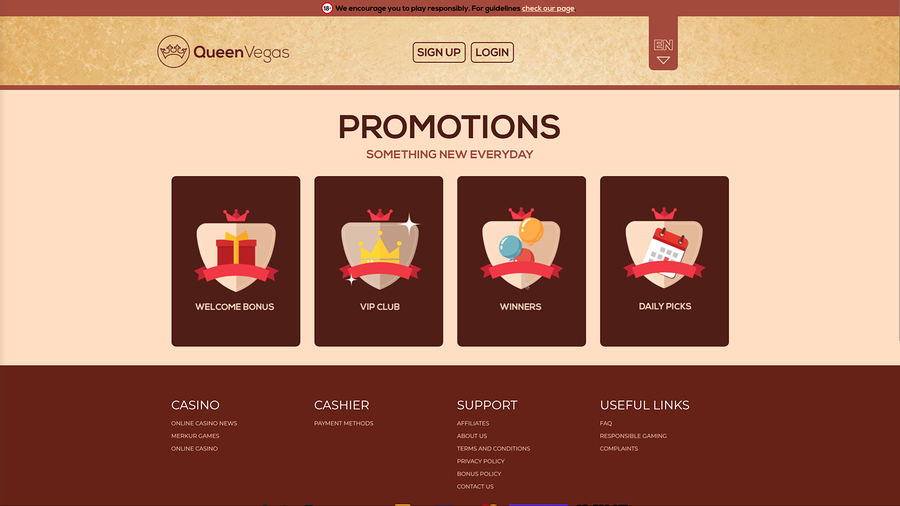 Queen Vegas Casino-kampanjer för datorer