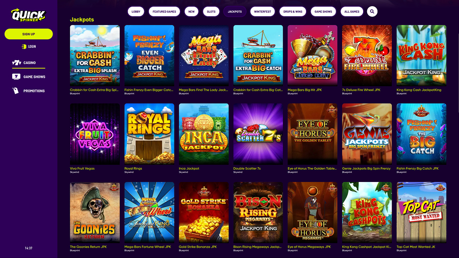 Quickspinner Casino Desktop Jackpot