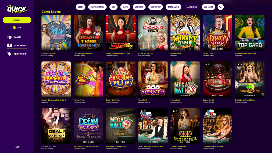 Quickspinner Casino Desktop Live Dealer