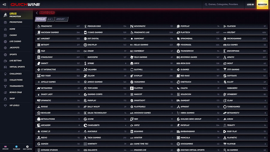 Quickwin Casino Desktop Game Developers