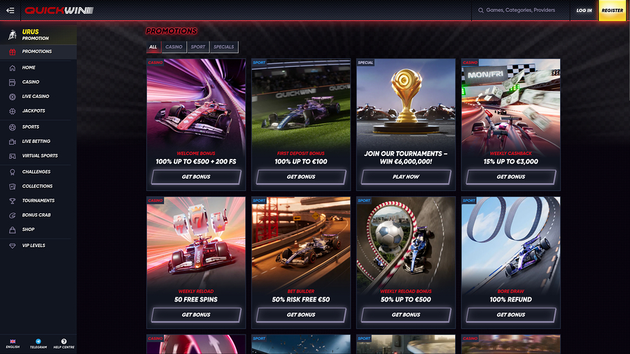 Quickwin Casino Desktop Promotions