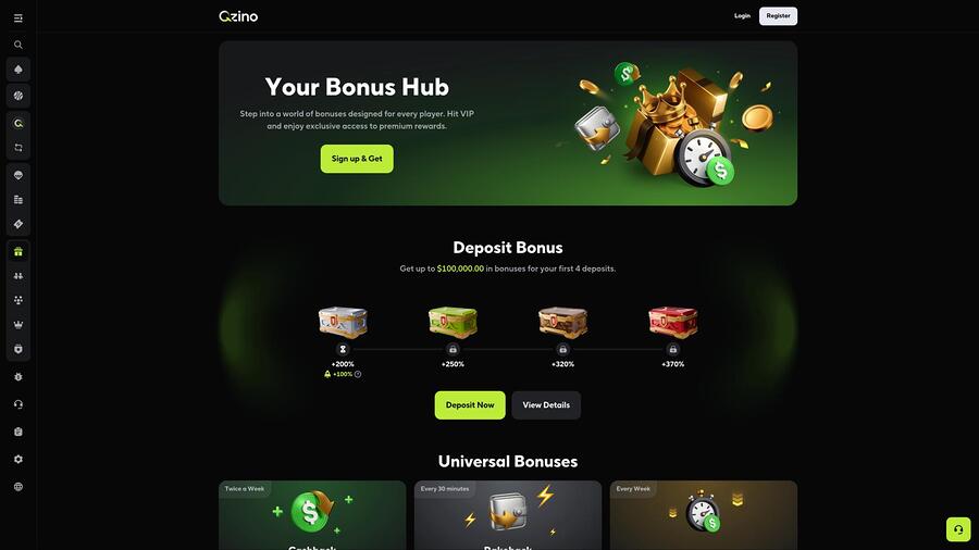 Qzino Casino promotions page