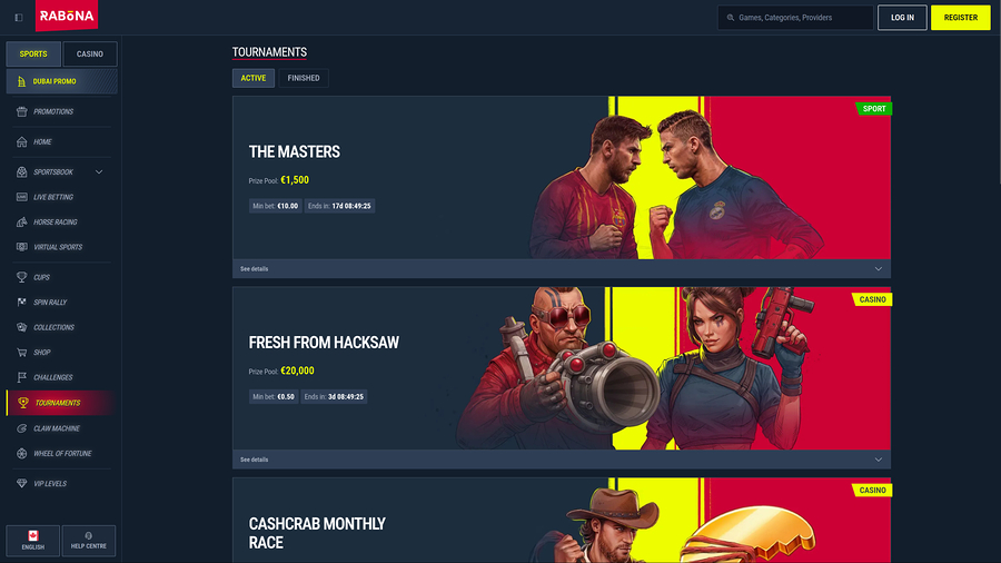 Rabona Casino Desktop Tournaments