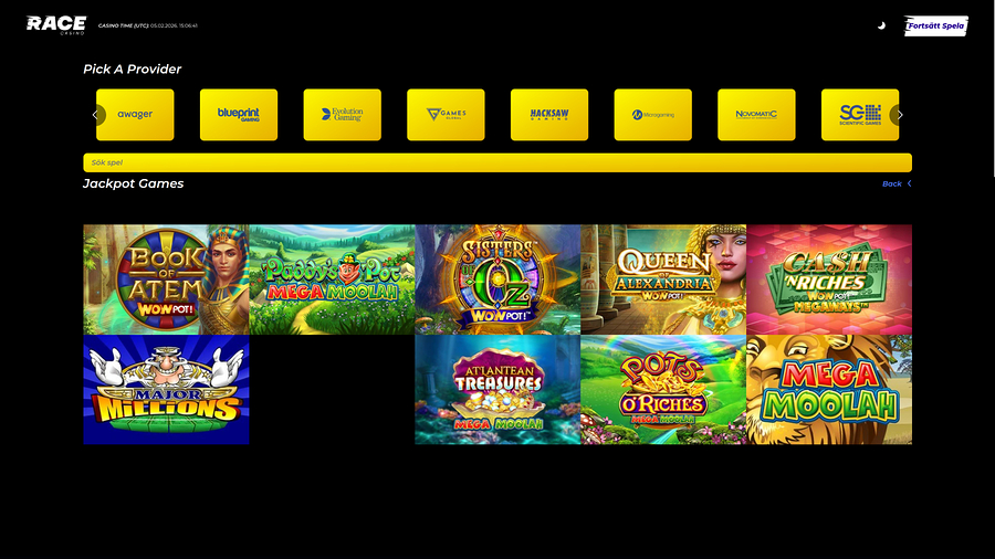 Race Casino Desktop Jackpot