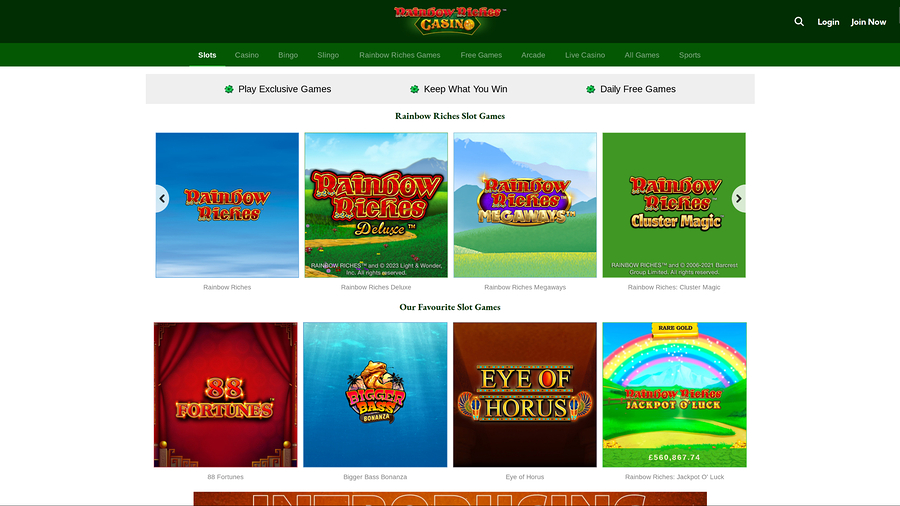 Rainbow Riches Casino Desktop Games