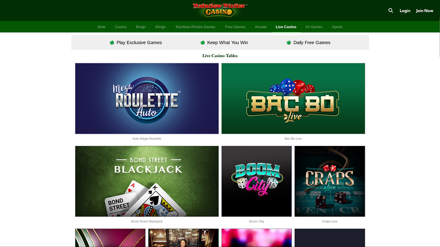 Rainbow Riches Casino Desktop Live Dealer