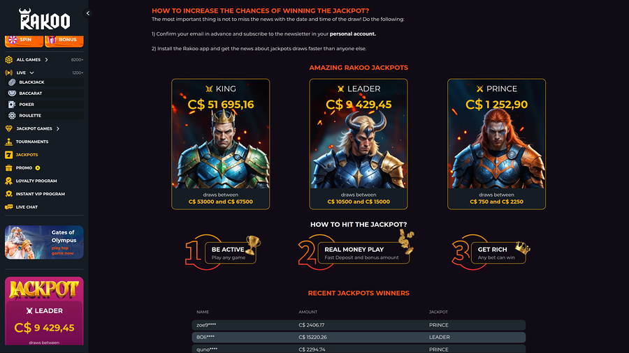 Rakoo Casino Desktop Jackpot