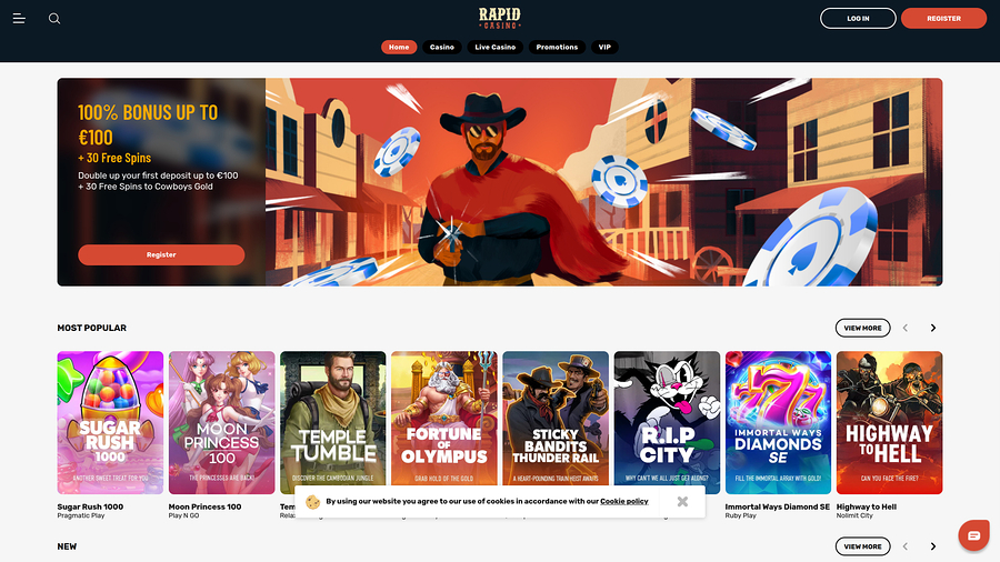 Rapid Casino Desktop Homepage