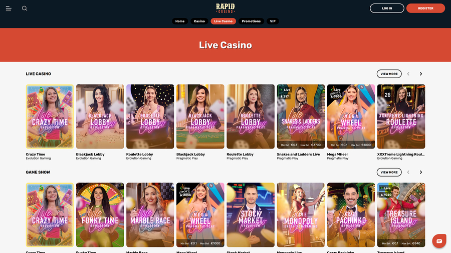 Rapid Casino Desktop Live Dealer