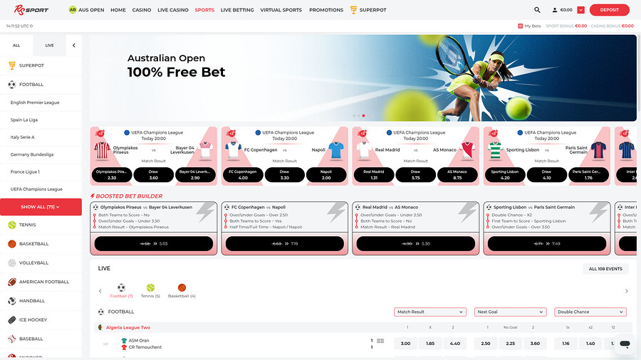 Deportes de escritorio del casino RealSpin