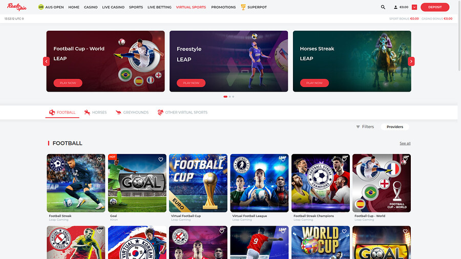 Deportes virtuales de escritorio del casino RealSpin