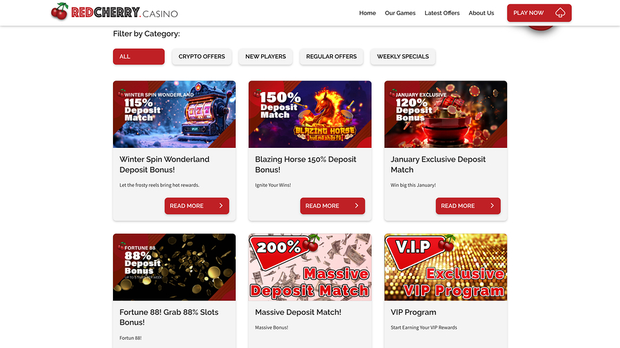 Red Cherry Casino Desktop Promotions