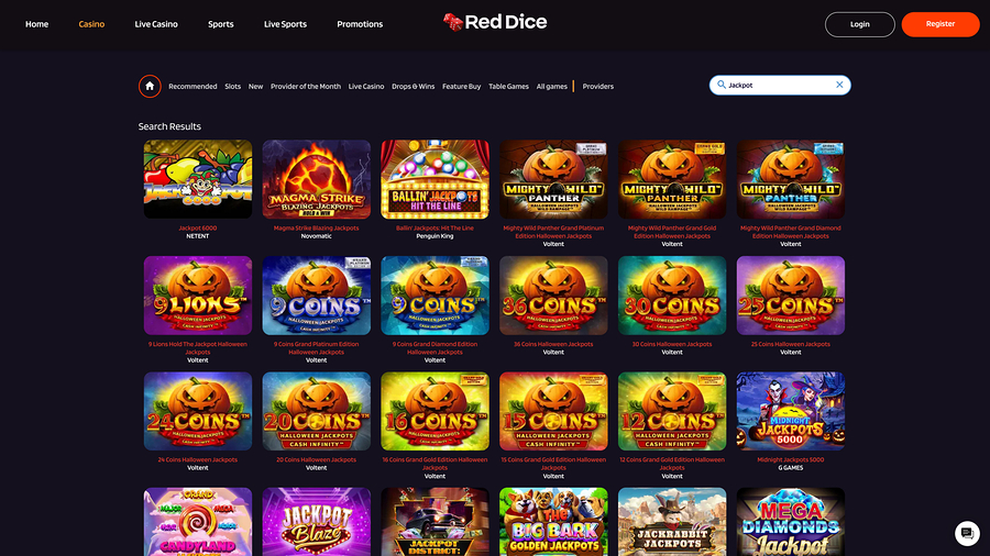 Jackpot de escritorio de Red Dice Casino