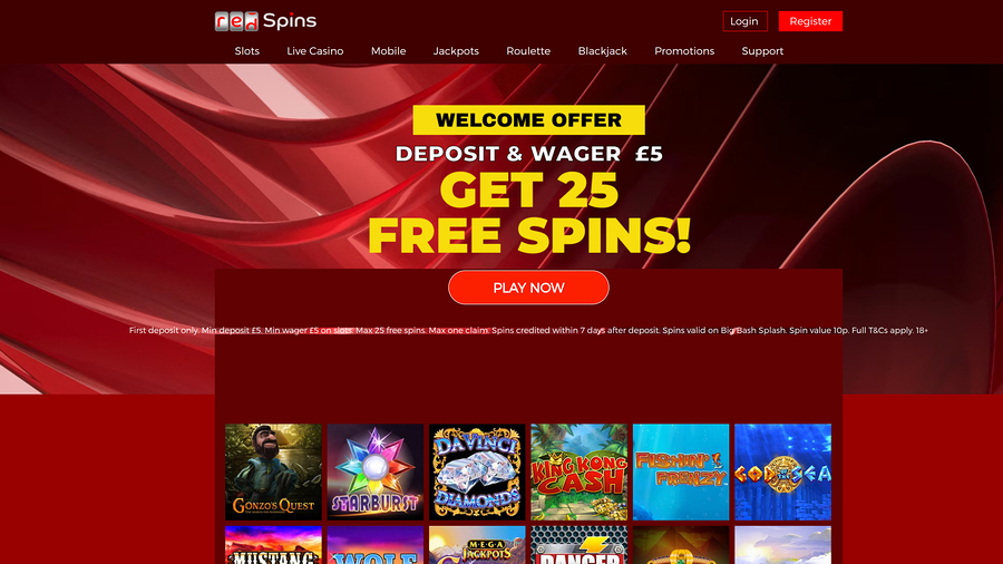Red Spins Casino Desktop Homepage