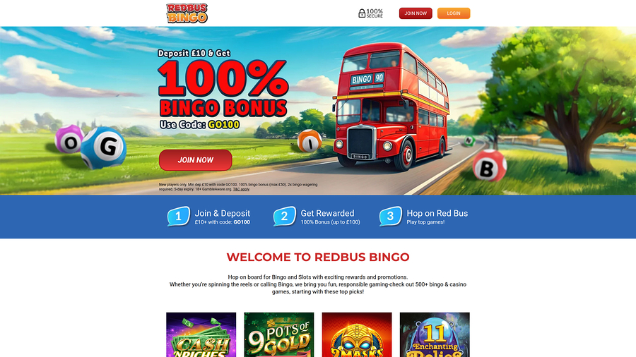 Redbus Bingo Desktop Homepage
