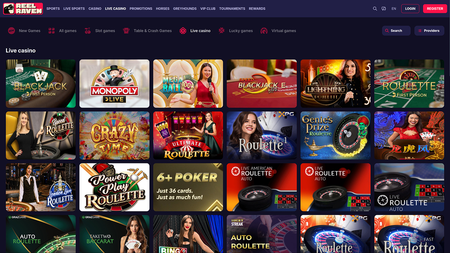 ReelRaven Casino Desktop Live Dealer