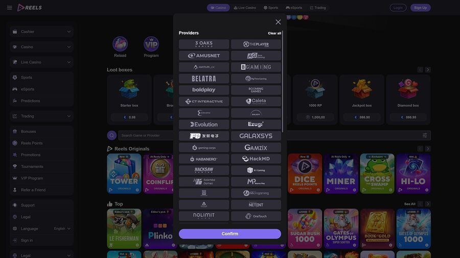 Desarrolladores de juegos de escritorio para casino Reels.io