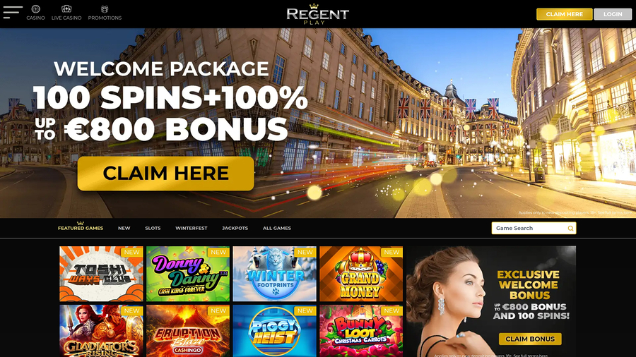 Regent Play Desktop Homepage
