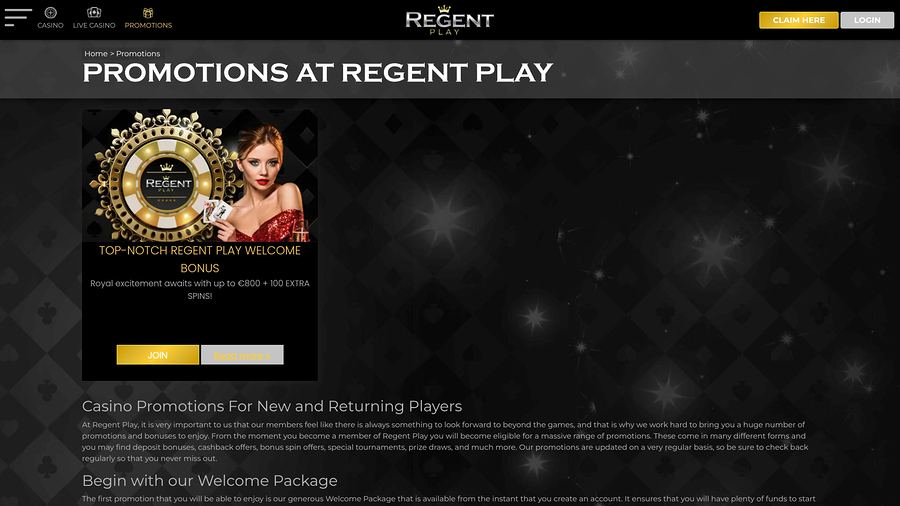 Regent Play Desktop Promotions