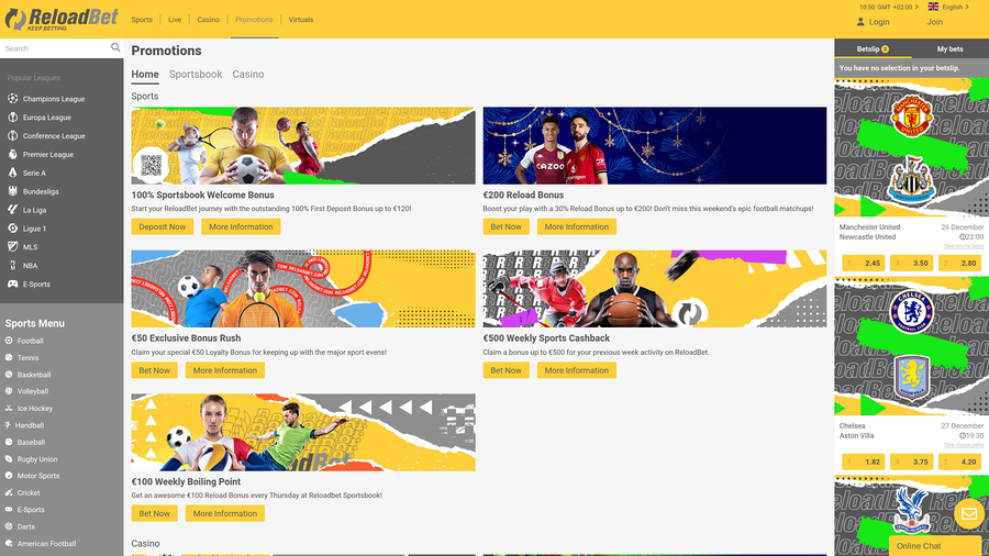 ReloadBet Casino Desktop Promotions