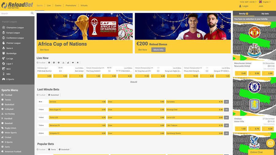 ReloadBet Casino Desktop Sports