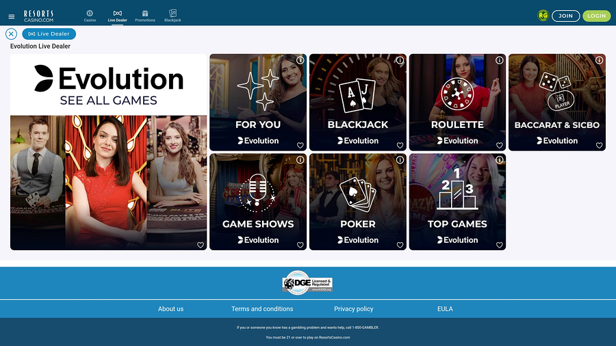 Resorts Casino Desktop Live Dealer