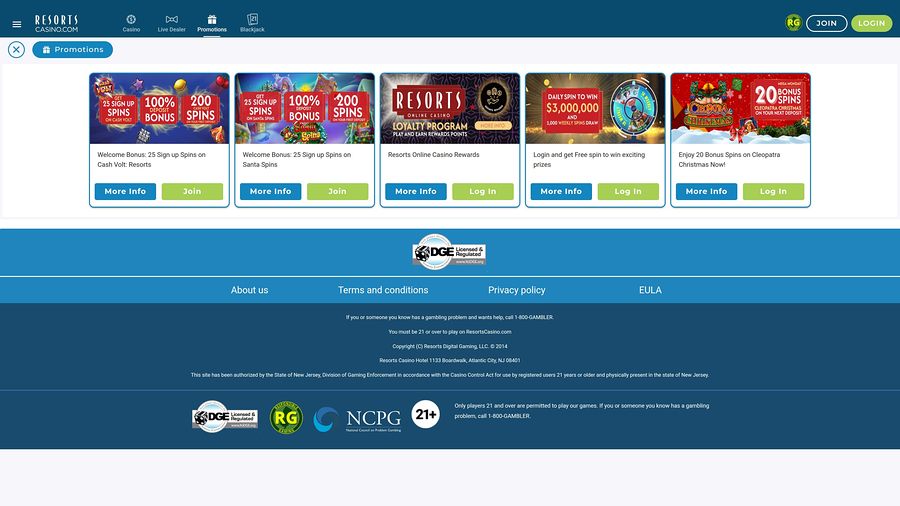 Resorts Casino Desktop Promotions