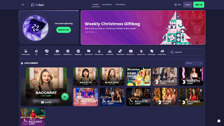 ReSpin Casino Desktop Live Dealer