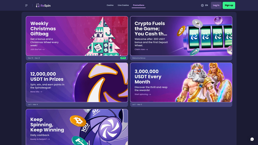 ReSpin Casino Desktop Promotions