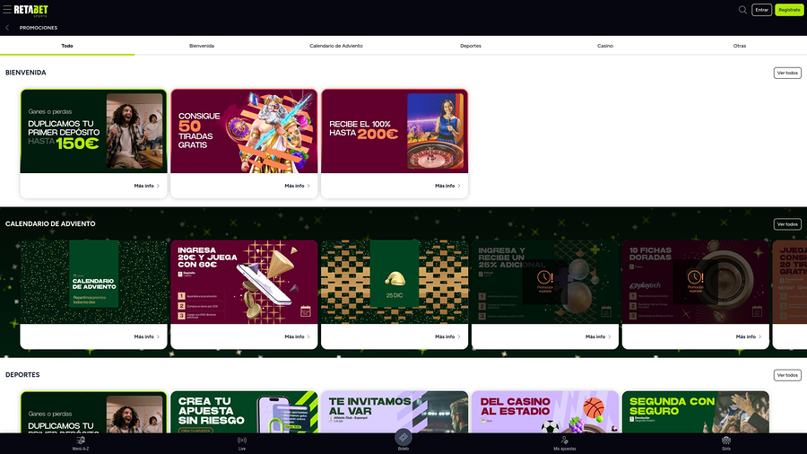 RetaBet Desktop Promotions