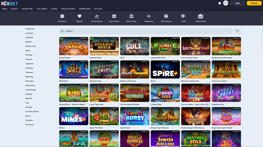Desarrolladores de juegos de escritorio para Rexbet Casino