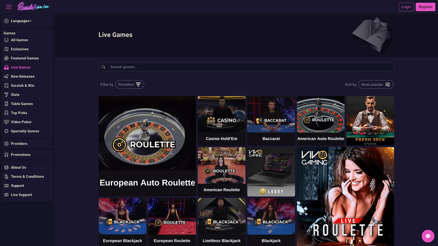 Ricardos Casino Desktop Live Dealer