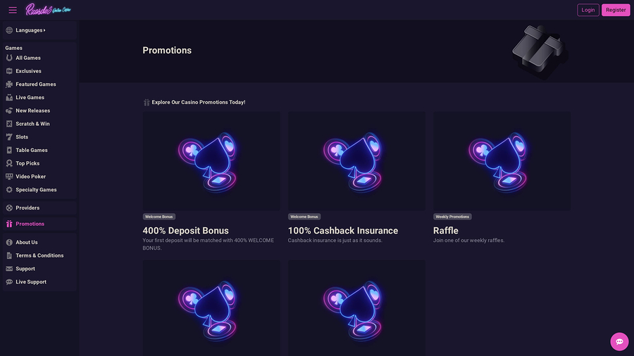 Ricardos Casino Desktop Promotions